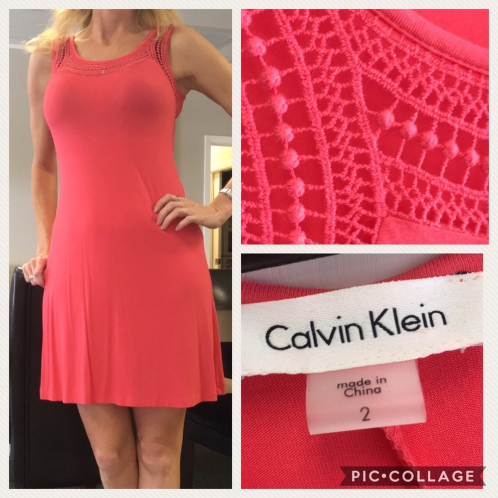 Calvin Klein Sz 2 cotton coral dress